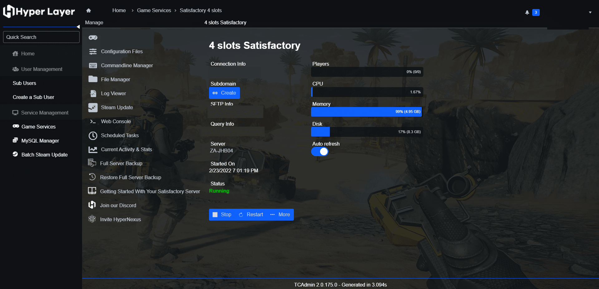 Satisfactory Panel